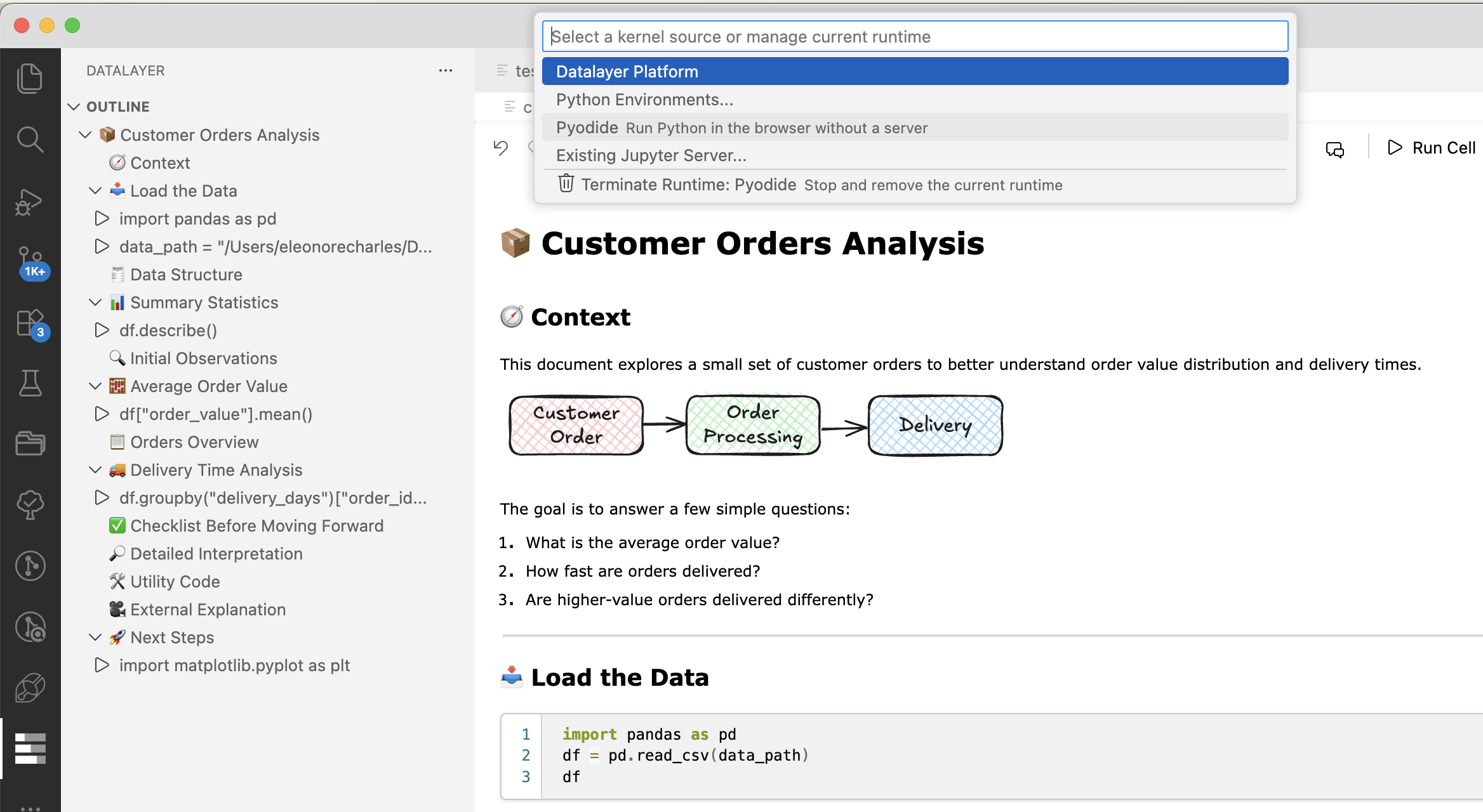 Runtime selection in Datalayer VS Code Extension